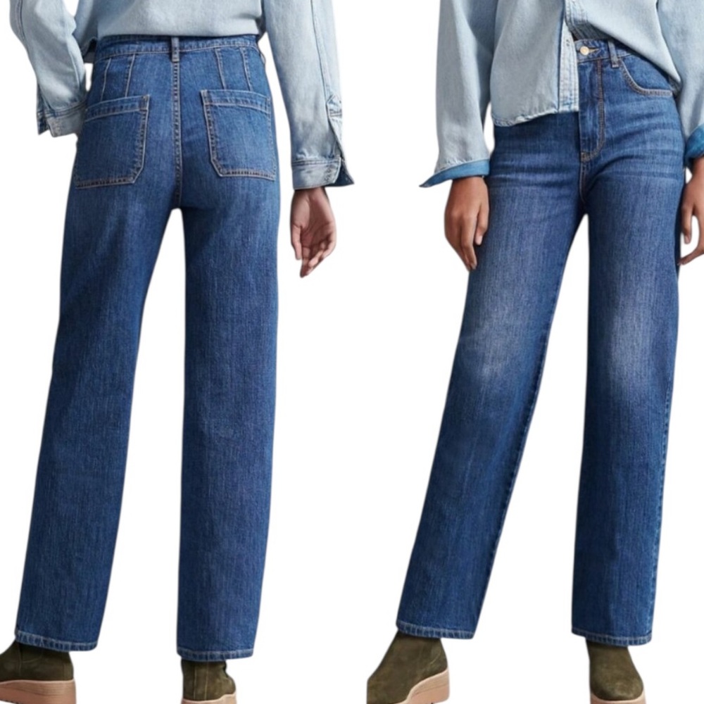 Anthropologie Pilcro The Column Straight Leg High Waist Cropped Jeans - 25